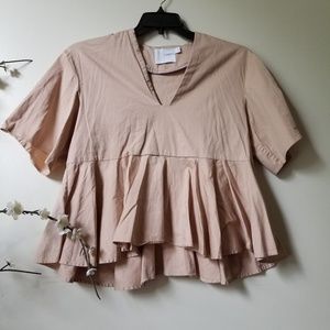 Asos Tan Layered Peplum Top